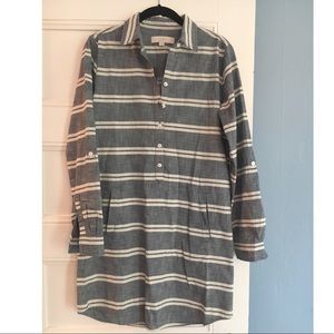 Loft Cotton Linen Striped Tunic Dress sz 0